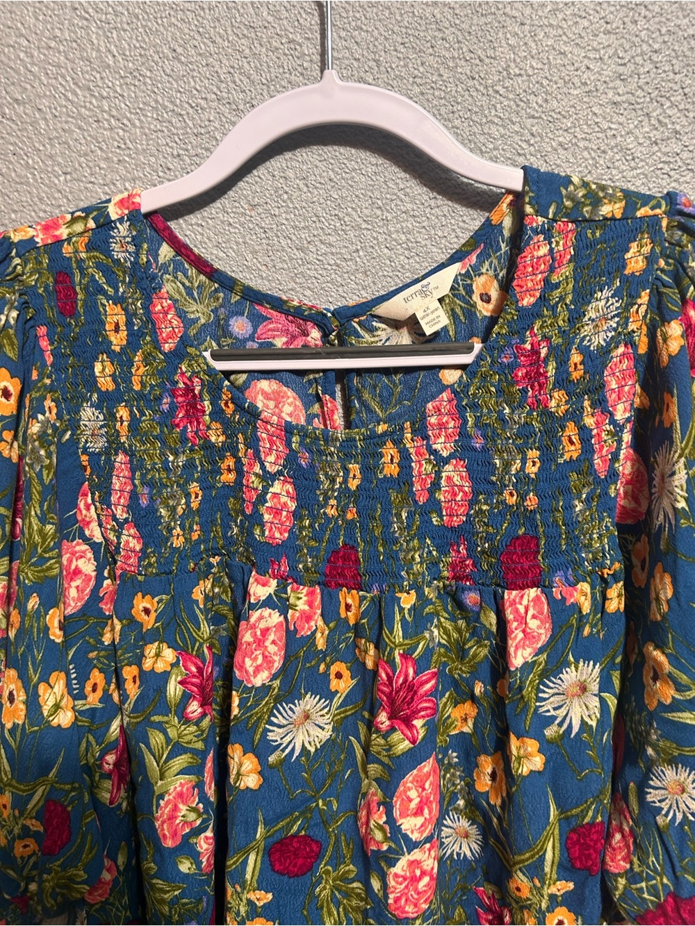 Terra & Sky Floral smocked peasant top size 3x - Picture 4 of 8